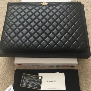 Authentic Chanel Le Boy O Case/ Clutch Large